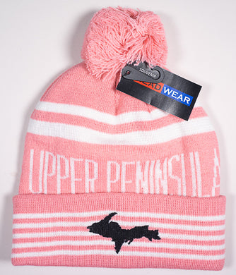 Upper Peninsula Stocking Hat - Outline - Pink - 83101