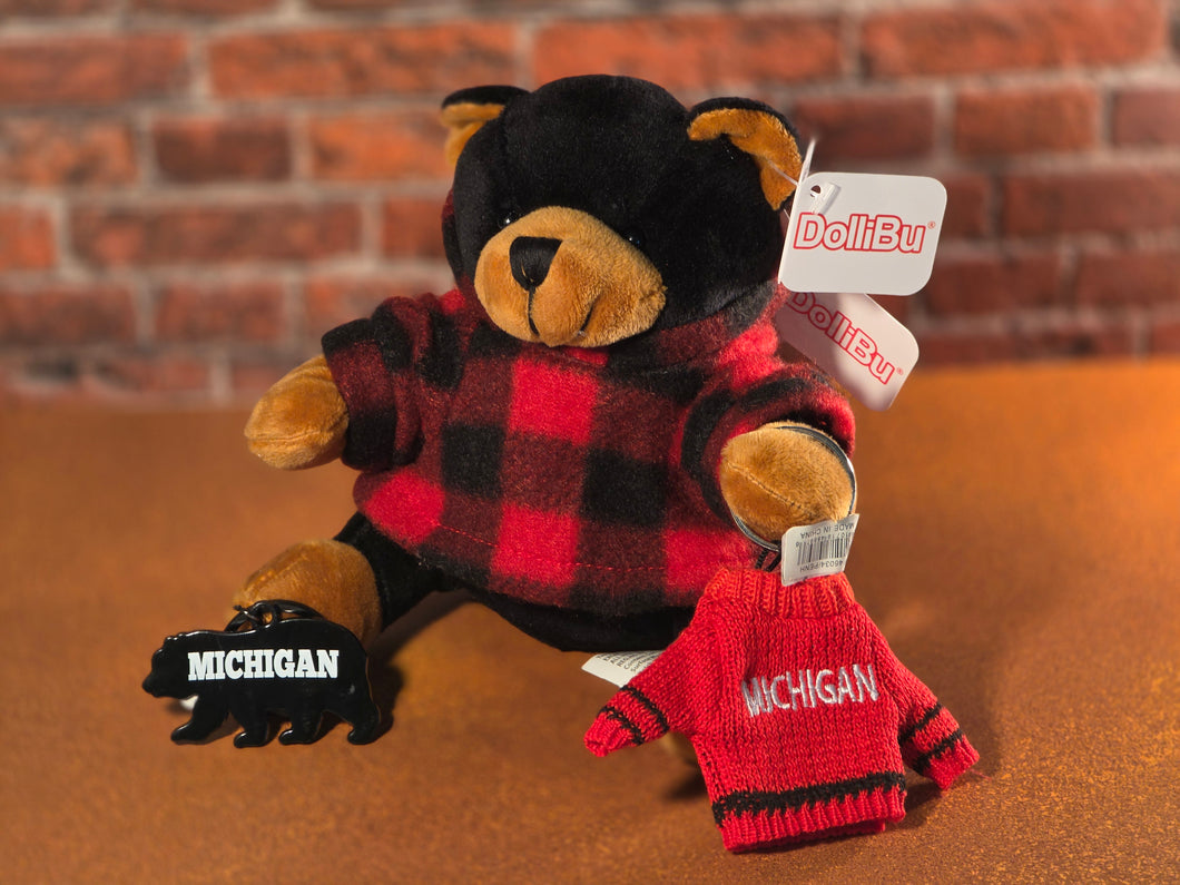 EXCLUSIVE Christmas Michigan Bear Plush with Hoodie w/ 2 keychains - 2025PLU3