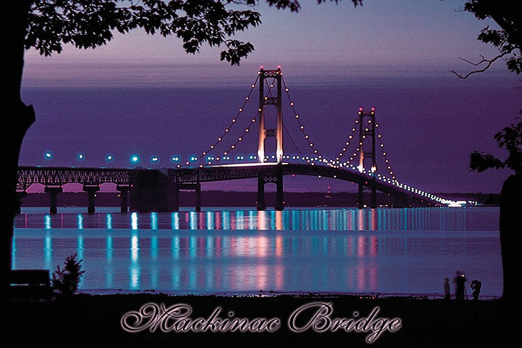 Post Card - Mackinac Bridge Night Deep Purple - 25 Pack