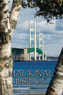 Post Card - Mackinac Bridge/Birch Tree vertical - 25 Pack