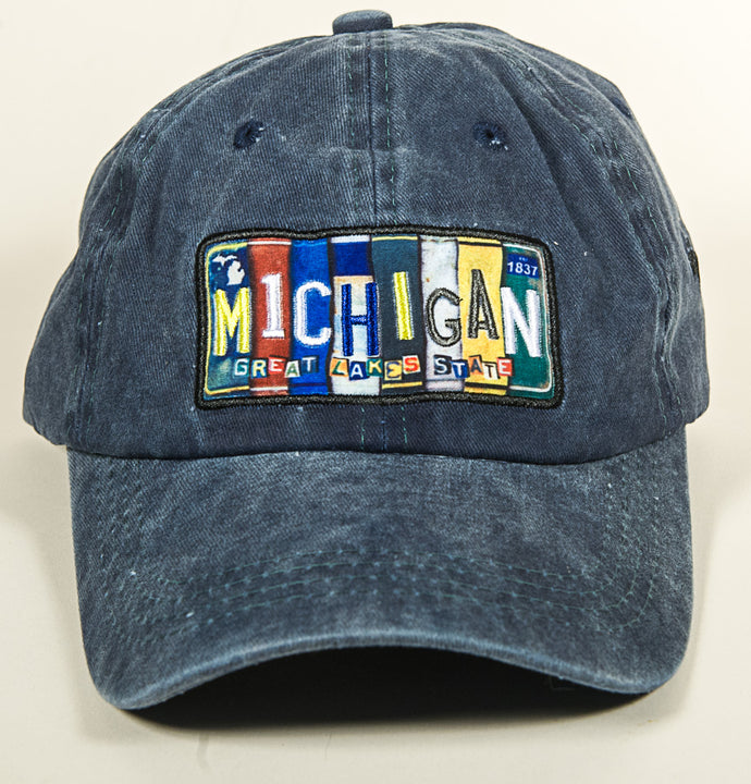 Michigan Hat - Vintage License Plate - Blue Denim - 83000