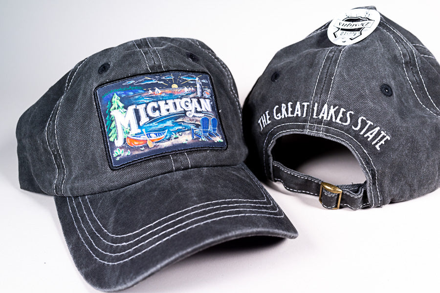 Michigan Hat - Chalk Art - Black Denim - 83008